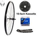 28 Zoll Hinterrad Hohlkammer Center Lock Geöst Hohlachse mit Shimano Kranz 7/8-fach + Kette, schwarz-silber-9