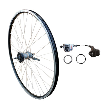 28 Zoll Hinterrad 3-Gang Shimano Nabenschaltung Rücktritt, schwarz-silber - 0