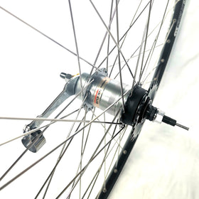 28 Zoll Hinterrad 3-Gang Shimano Nabenschaltung Rücktritt, Geöste Alu-Hohlkammerfelge schwarz-silber - 0