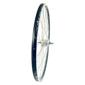 28 Zoll Vorderrad-Set mit Shimano Nabendynamo und LED-Beleuchtungs-Set, Alu-Hohlkammerfelge, schwarz-silber - 0