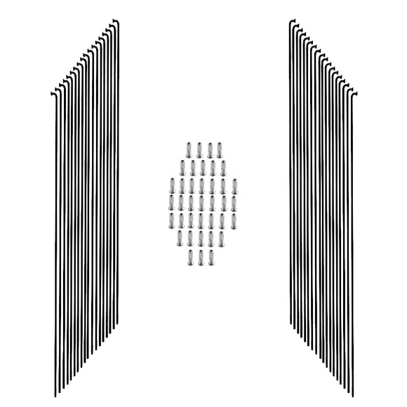 38 Stk. Nirosta Edelstahl Speichen 2mm inkl. Nippel Schwarz 256-300mm
