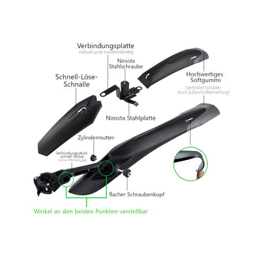 RBRL RL-890 MTB-Schutzbleche 26-27.5 Zoll mit Schnellverschluss - 0